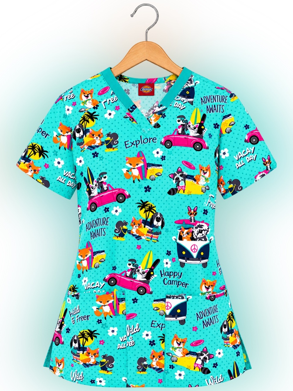 Dickies V Neck “in Vacay All Day” Scrub top- Medium